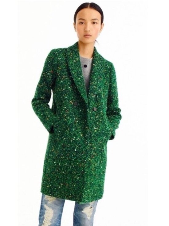J. Crew Jackets & Blazers - NWOT J. Crew Daphne Topcoat in Italian Tweed *RUNS BIG* Green Wool Blend 00